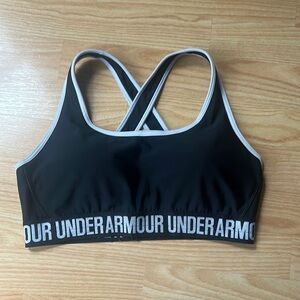 Under Armour Black Sports Bra with Racerback and Moisture-Wicking Fabric